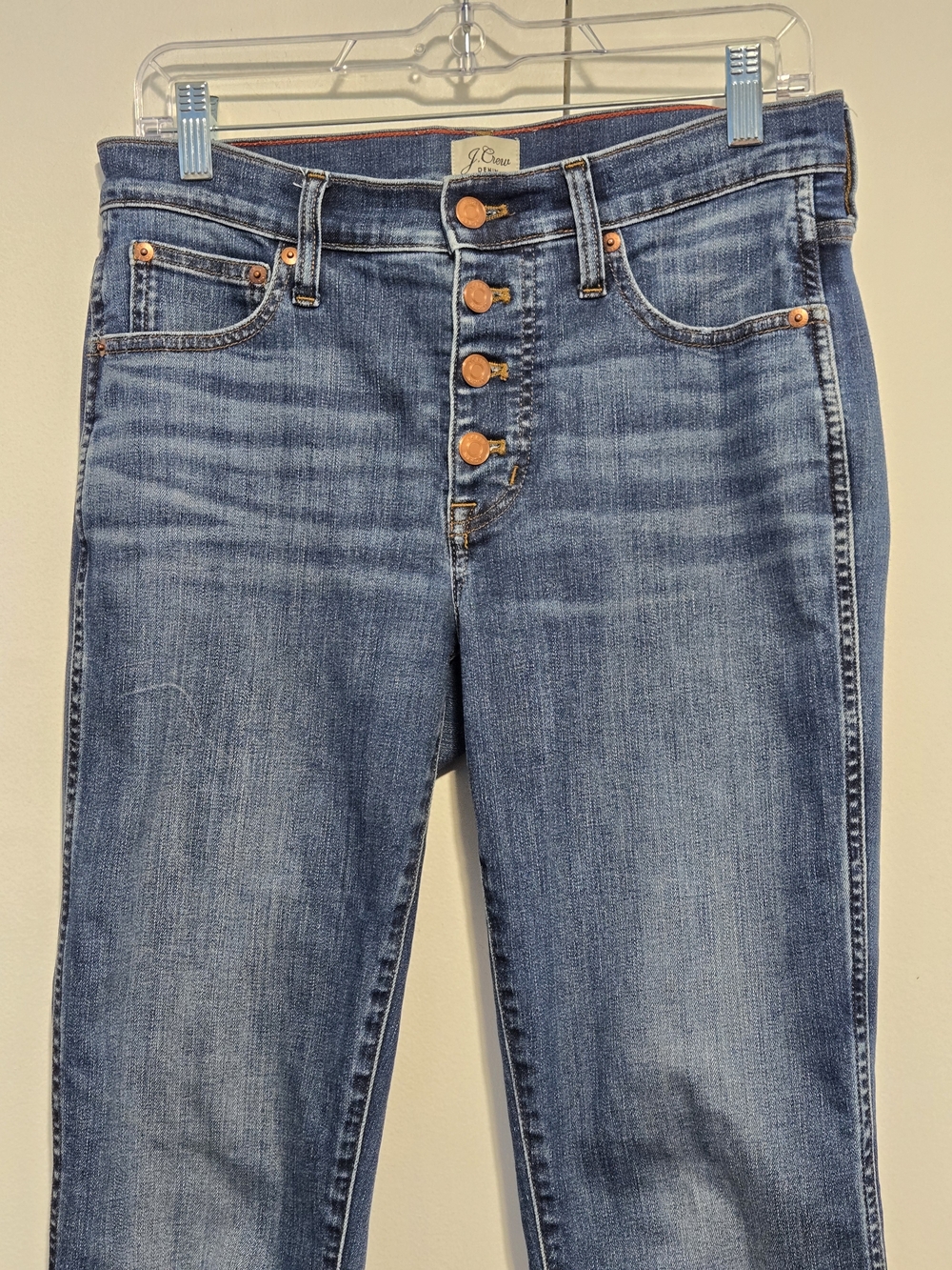 J.Crew Vintage Straight Jeans Womens 28 Button Fly High Rise Raw Hem Denim - Picture 2 of 9